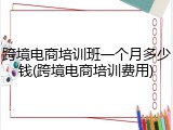 跨境电商培训班一个月多少钱(跨境电商培训费用)