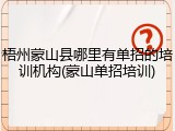 梧州蒙山县哪里有单招的培训机构(蒙山单招培训)