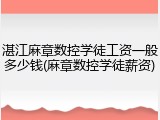 湛江麻章数控学徒工资一般多少钱(麻章数控学徒薪资)