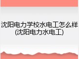 沈阳电力学校水电工怎么样(沈阳电力水电工)