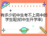 有多少初中生考不上高中的学生呢(初中生升学率)