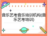 音乐艺考音乐培训机构(音乐艺考培训)