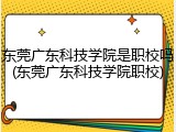 东莞广东科技学院是职校吗(东莞广东科技学院职校)