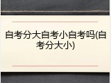 自考分大自考小自考吗(自考分大小)