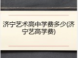济宁艺术高中学费多少(济宁艺高学费)