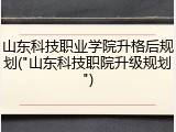 山东科技职业学院升格后规划("山东科技职院升级规划")
