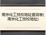 南京化工技校地址查询表(南京化工技校地址)