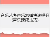 音乐艺考声乐怎样快速提升(声乐速成技巧)