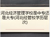 河北经济管理学校是中专还是大专(河北经管校学历层次)
