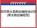 阿坝黑水县数控编程培训班(黑水数控编程班)