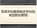 职高学校推荐叛逆学校吗(叛逆职校推荐)