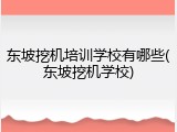 东坡挖机培训学校有哪些(东坡挖机学校)