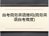 自考商务英语难吗(商务英语自考难度)