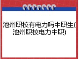 池州职校有电力吗中职生(池州职校电力中职)
