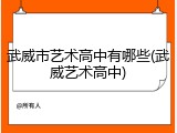 武威市艺术高中有哪些(武威艺术高中)