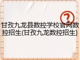 甘孜九龙县数控学校官网数控招生(甘孜九龙数控招生)
