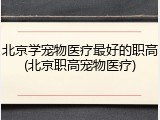 北京学宠物医疗最好的职高(北京职高宠物医疗)