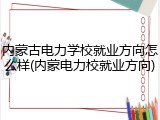 内蒙古电力学校就业方向怎么样(内蒙电力校就业方向)