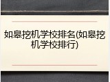 如皋挖机学校排名(如皋挖机学校排行)