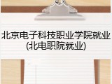 北京电子科技职业学院就业(北电职院就业)