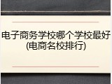 电子商务学校哪个学校最好(电商名校排行)