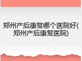 郑州产后康复哪个医院好(郑州产后康复医院)