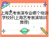 上海艺考表演专业哪个培训学校好(上海艺考表演培训推荐)