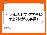 河南少林武术学校学费价目表(少林武校学费)