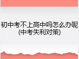 初中考不上高中吗怎么办呢(中考失利对策)