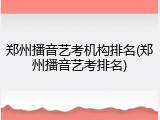 郑州播音艺考机构排名(郑州播音艺考排名)