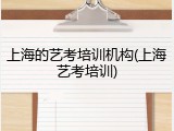 上海的艺考培训机构(上海艺考培训)