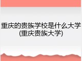 重庆的贵族学校是什么大学(重庆贵族大学)