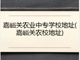 嘉峪关农业中专学校地址(嘉峪关农校地址)