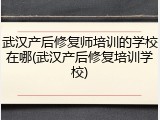武汉产后修复师培训的学校在哪(武汉产后修复培训学校)