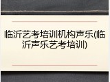 临沂艺考培训机构声乐(临沂声乐艺考培训)
