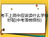 考不上高中应该读什么学校好呢(中考落榜择校)