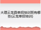 大理云龙县单招培训班有哪些(云龙单招培训)