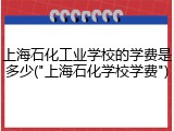 上海石化工业学校的学费是多少("上海石化学校学费")