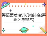 舞蹈艺考培训机构排名(舞蹈艺考排名)