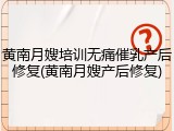 黄南月嫂培训无痛催乳产后修复(黄南月嫂产后修复)