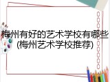 梅州有好的艺术学校有哪些(梅州艺术学校推荐)