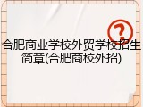 合肥商业学校外贸学校招生简章(合肥商校外招)