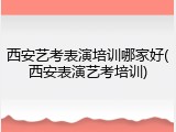 西安艺考表演培训哪家好(西安表演艺考培训)