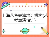 上海艺考表演培训机构(艺考表演培训)