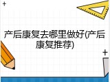 产后康复去哪里做好(产后康复推荐)