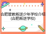 合肥管教叛逆少年学校介绍(合肥叛逆学校)