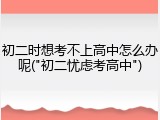 初二时想考不上高中怎么办呢("初二忧虑考高中")