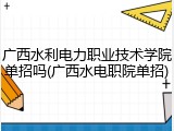 广西水利电力职业技术学院单招吗(广西水电职院单招)