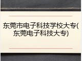 东莞市电子科技学校大专(东莞电子科技大专)