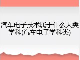 汽车电子技术属于什么大类学科(汽车电子学科类)